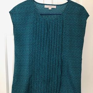 LOFT teal paisley ruffle top XXS